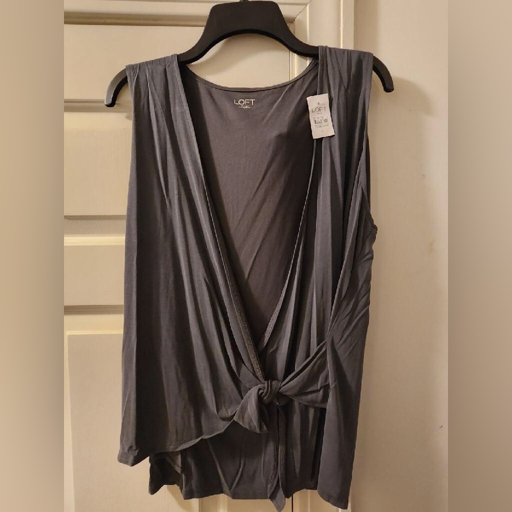 LOFT Coal Grey Wrap Tank NWT